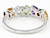 Multi-Color Multi-Stone Rhodium Over Sterling Silver Ring 1.00ctw