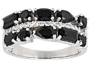 Black Spinel Rhodium Over Sterling Silver Ring 1.89ctw