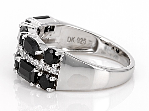 Black Spinel Rhodium Over Sterling Silver Ring 1.89ctw