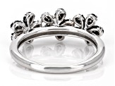 Black Spinel Rhodium Over Sterling Silver Flower Ring 0.56ctw