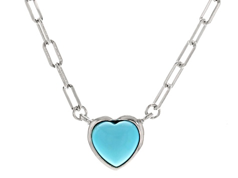 Blue Sleeping Beauty Turquoise Rhodium Over Sterling Silver Necklace