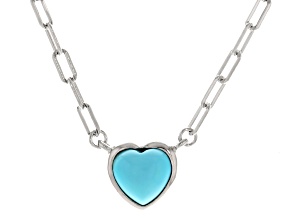 Blue Sleeping Beauty Turquoise Rhodium Over Sterling Silver Necklace