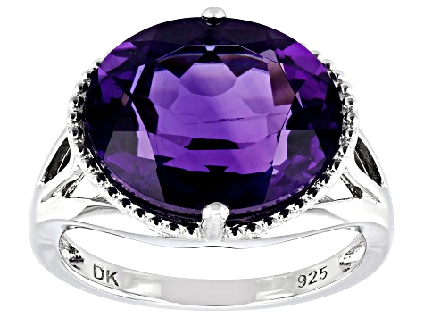 Purple Amethyst Rhodium Over Sterling Silver Ring 5.78ctw