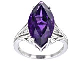 Purple Amethyst Rhodium Over Sterling Silver Ring 5.03ctw