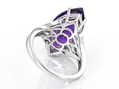 Purple Amethyst Rhodium Over Sterling Silver Ring 5.03ctw