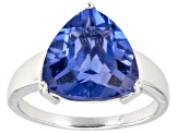 Blue Color Change Fluorite Rhodium Over Sterling Silver Ring 6.56ctw