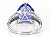 Blue Color Change Fluorite Rhodium Over Sterling Silver Ring 6.56ctw