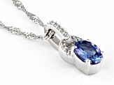 Blue Tanzanite Rhodium Over Sterling Silver Pendant With Chain 0.70ctw