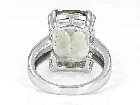 Prasiolite Rhodium Over Sterling Silver Ring 8.50ct