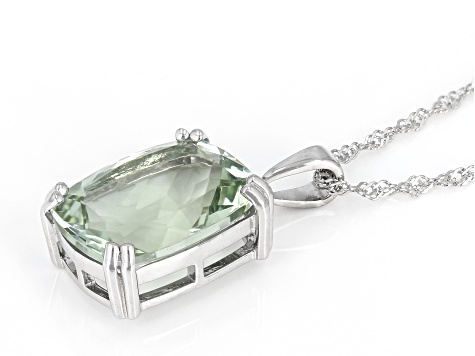 Prasiolite Rhodium Over Sterling Silver Pendant with Chain