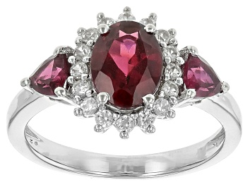 Picture of Raspberry Rhodolite Rhodium Over Sterling Silver Ring 2.46ctw