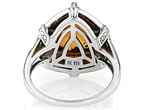 Amber Rhodium Over Sterling Silver Ring 1.70ct