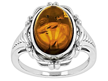 Picture of Amber Rhodium Over Sterling Silver Ring