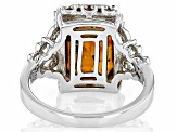 Amber Rhodium Over Sterling Silver Ring