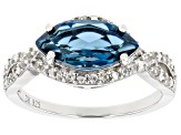 London Blue Topaz Rhodium Over Sterling Silver Ring 1.91ctw