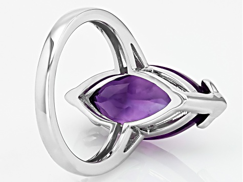 Purple African Amethyst Rhodium Over Sterling Silver Ring