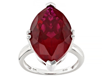Picture of Red Lab Created Ruby Rhodium Over Sterling Silver Ring 12.75ctw