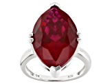 Red Lab Created Ruby Rhodium Over Sterling Silver Ring 12.75ctw