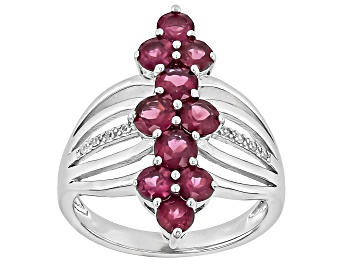 Picture of Raspberry Rhodolite Rhodium Over Sterling Silver Ring 2.47ctw