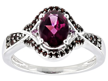 Picture of Raspberry Rhodolite Rhodium Over Sterling Silver Ring 1.75ctw