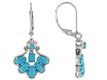 Picture of Sleeping Beauty Turquoise Rhodium Over Sterling Silver Earrings