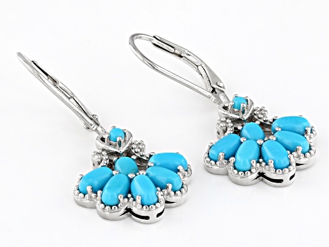 Sleeping Beauty Turquoise Rhodium Over Sterling Silver Earrings