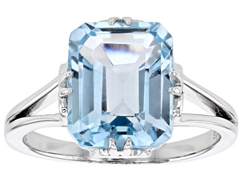 Sky Blue Topaz Rhodium Over Sterling Silver Ring 4.68ctw