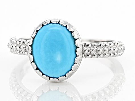 Sleeping Beauty Turquoise Rhodium Over Sterling Silver Ring