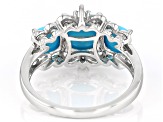 Blue Sleeping Beauty Turquoise Rhodium Over Sterling Silver Ring 0.07ctw