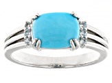 Blue Sleeping Beauty Turquoise Rhodium Over Sterling Silver Ring 0.10ctw