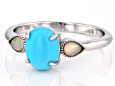 Sleeping Beauty Turquoise Rhodium Over Sterling Silver Ring