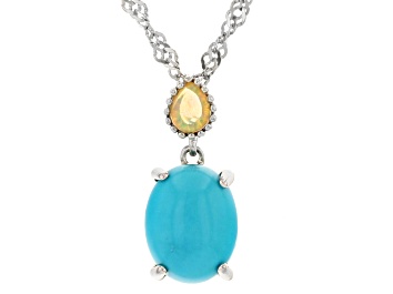 Picture of Sleeping Beauty Turquoise Rhodium Over Sterling Silver Pendant with Chain