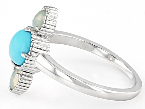 Sleeping Beauty Turquoise Rhodium Over Sterling Silver Ring