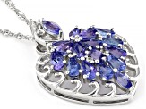 Blue Tanzanite Rhodium Over Sterling Silver Pendant with Chain 3.00ctw
