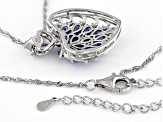 Blue Tanzanite Rhodium Over Sterling Silver Pendant with Chain 3.00ctw