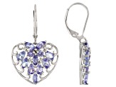 Blue Tanzanite Rhodium Over Sterling Silver Earrings 3.74ctw