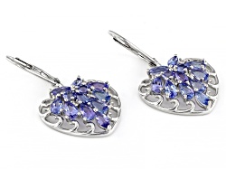 Blue Tanzanite Rhodium Over Sterling Silver Earrings 3.74ctw