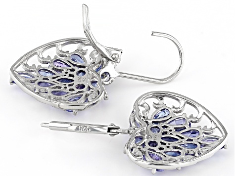Blue Tanzanite Rhodium Over Sterling Silver Earrings 3.74ctw