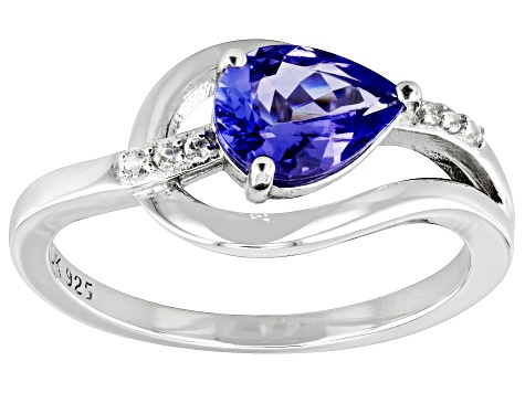 Blue Tanzanite Rhodium Over Sterling Silver Ring 1.02ctw