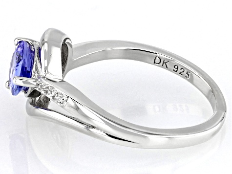Blue Tanzanite Rhodium Over Sterling Silver Ring 1.02ctw