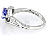 Blue Tanzanite Rhodium Over Sterling Silver Ring 1.02ctw