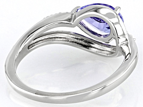 Blue Tanzanite Rhodium Over Sterling Silver Ring 1.02ctw