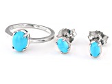 Sleeping Beauty Turquoise Rhodium Over Sterling Silver Earrings and Ring Set