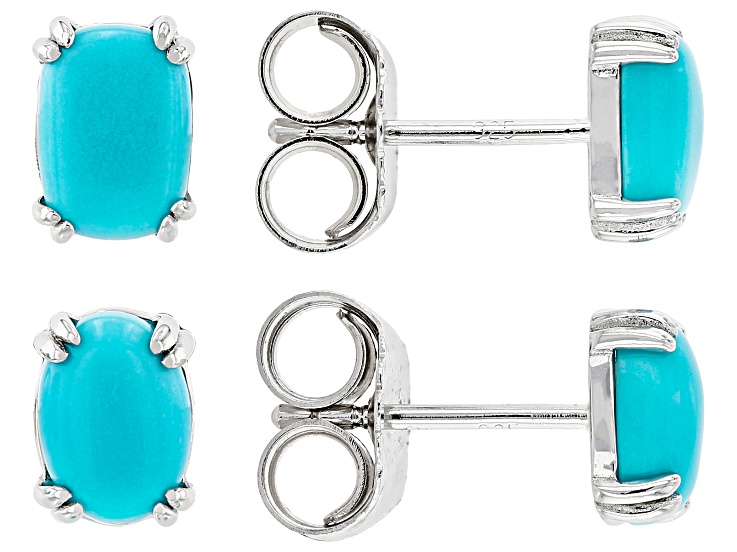 Gemistry Blue Sleeping Beauty Turquoise & Blue Topaz Cluster Lever Back Earrings in Sterling Silver