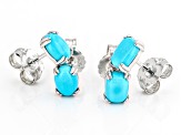 Blue Sleeping Beauty Turquoise Rhodium Over Sterling Silver Earrings Set