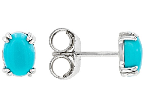 Blue Sleeping Beauty Turquoise Rhodium Over Sterling Silver Earrings Set