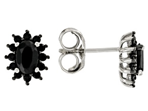 Black Spinel Rhodium Over Sterling Silver Earrings 1.46ctw