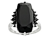 Black Spinel Rhodium Over Sterling Silver Ring 14.91ctw