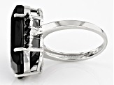 Black Spinel Rhodium Over Sterling Silver Ring 14.91ctw