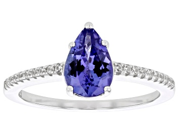 Picture of Blue Tanzanite Rhodium Over Sterling Silver Ring 1.14ctw